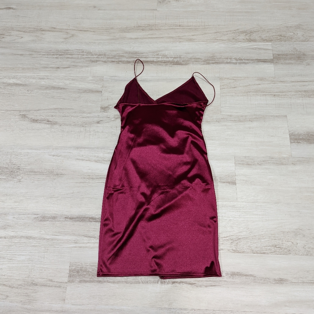 Beautiful Silk Red Mini Dress with Slit - Size S NWOT - Picture 5 of 5